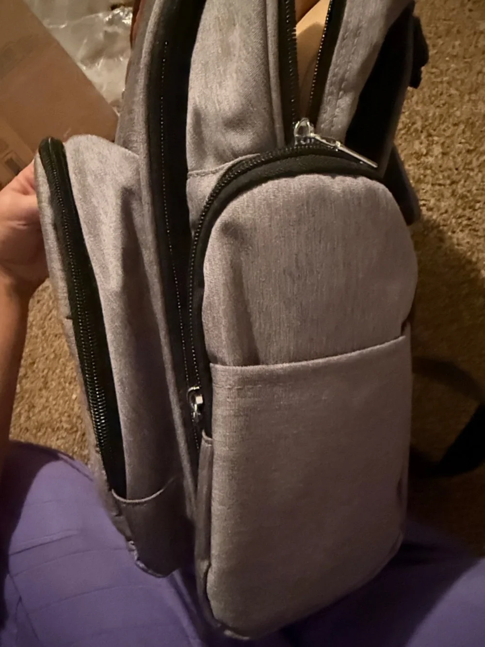 Gray Baby Bag Backpack with Orange Accent
